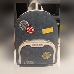 Michael Kors Denim Backpack with White Accents